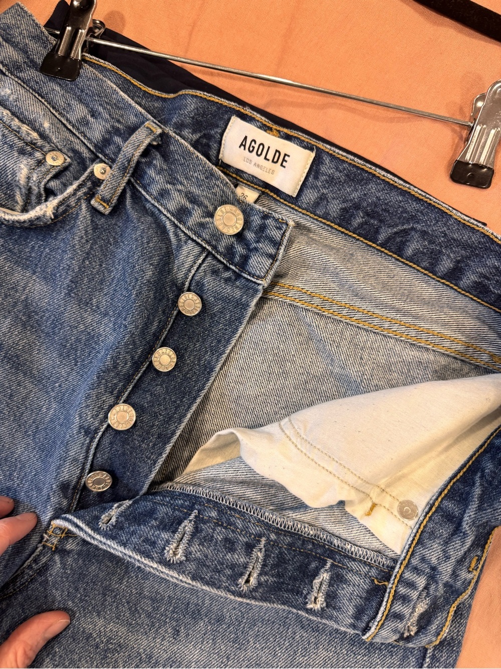 Agolde Blue Button-Fly High-Rise Jeans